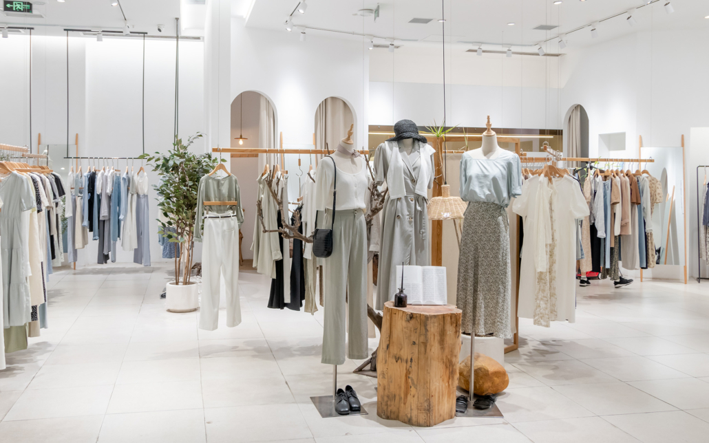 Interior of modern women's clothing store